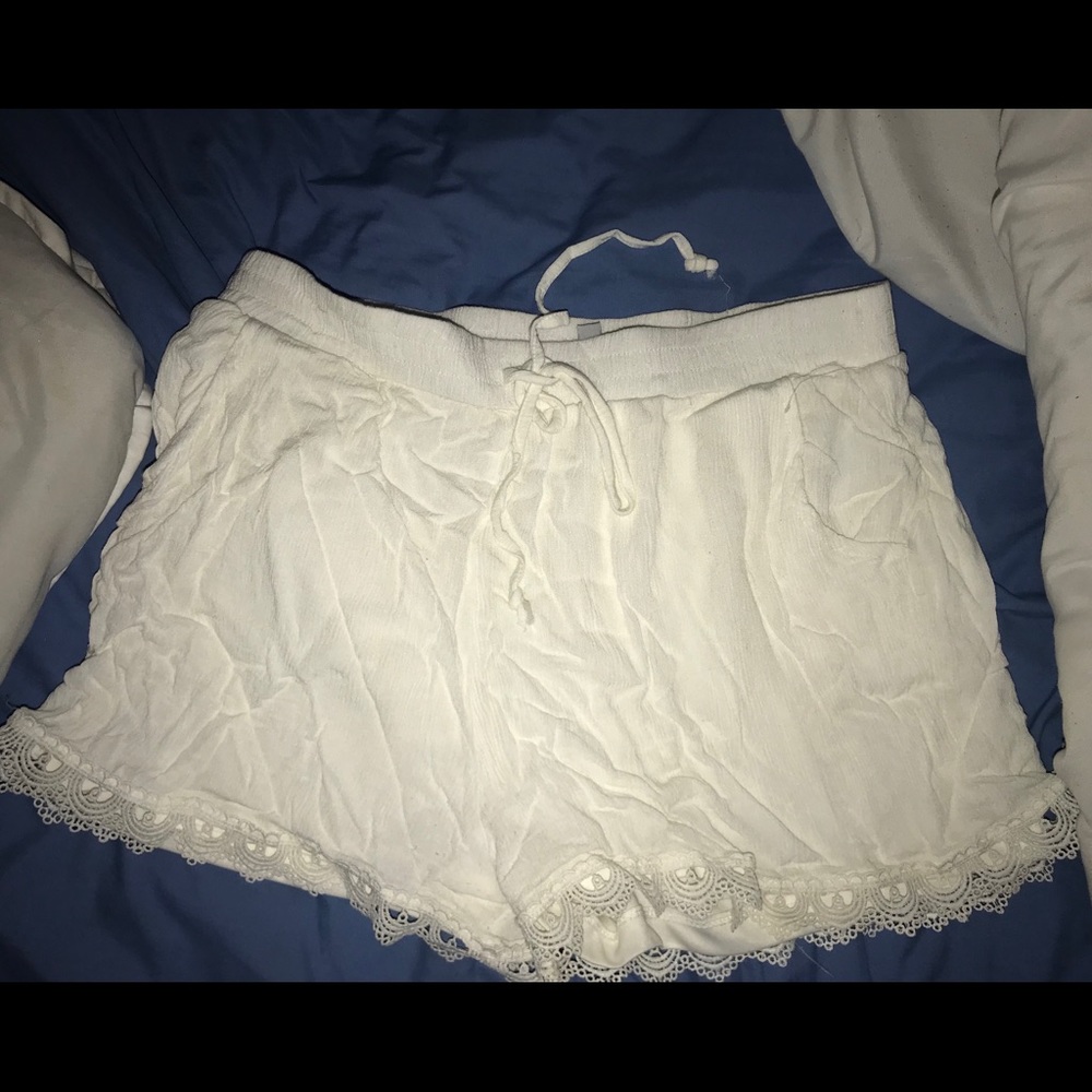 White linen shorts